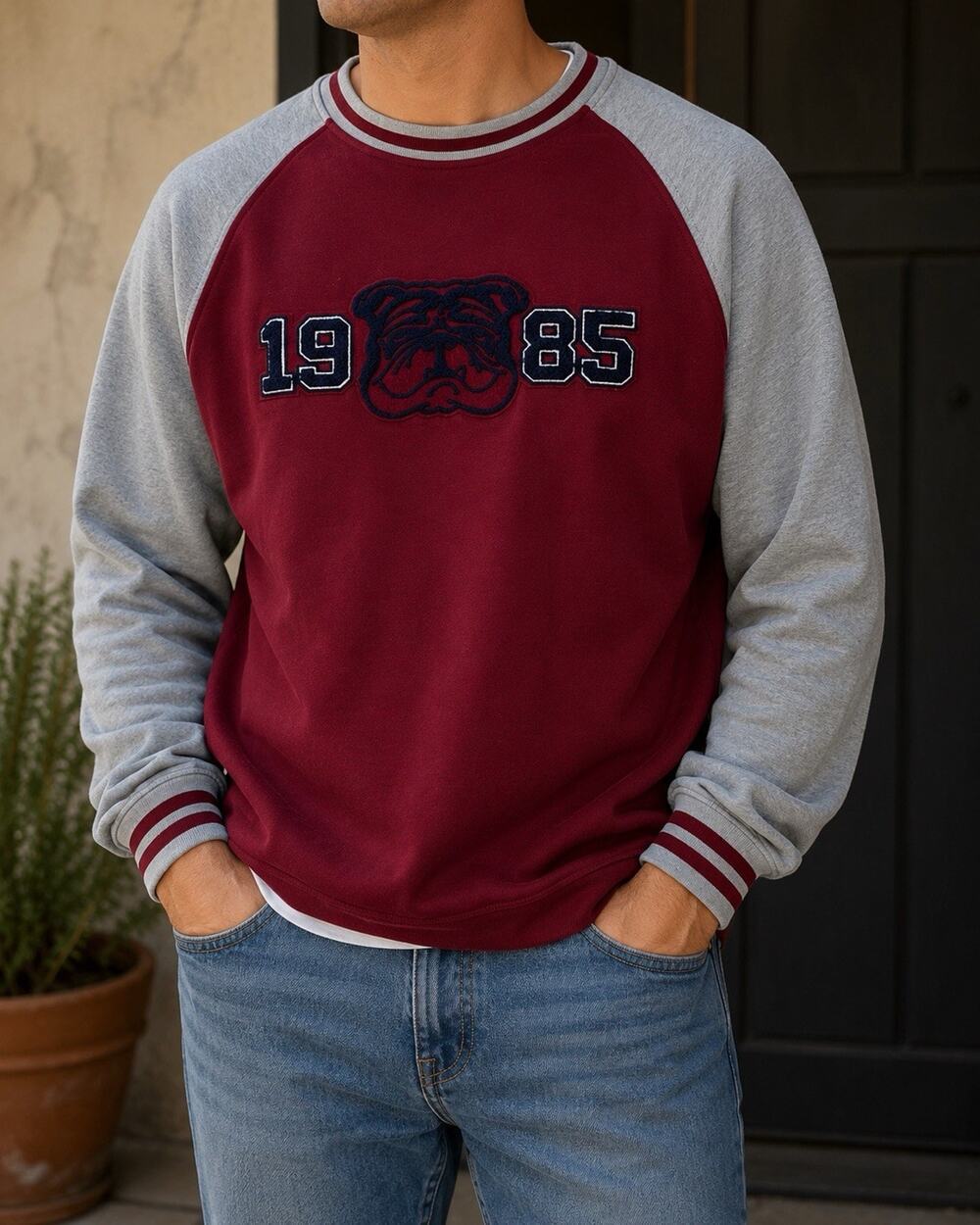 Club Room Sweater English Bulldog Red Mens XXL Dog